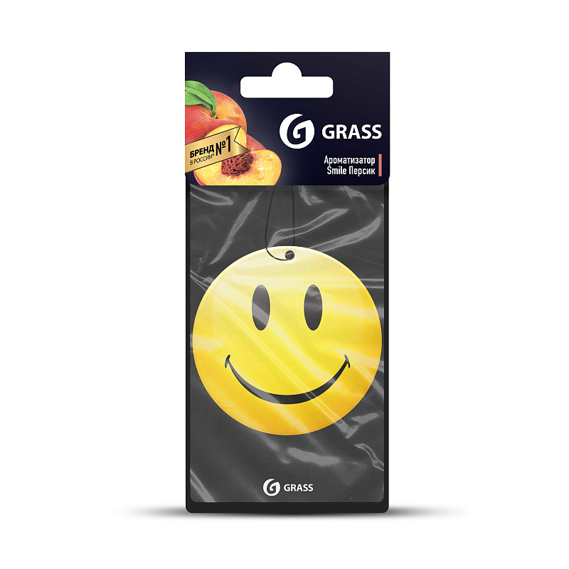 Картонный ароматизатор GRASS "Смайл" (персик)