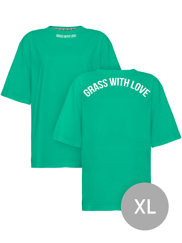 Футболка oversize "GRASS WITH LOVE" зеленая размер XL